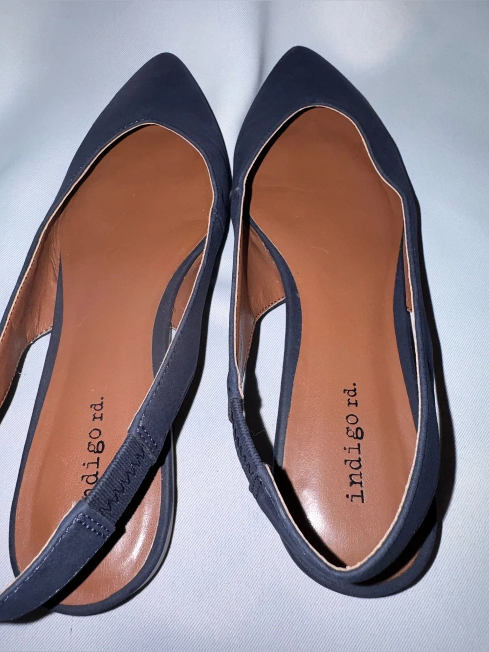 Indigo rd. Pointed Navy Slingback Flats, Size 8